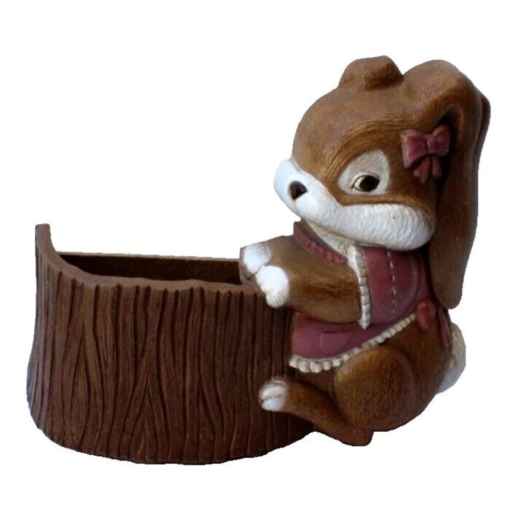 Vtg 1990 Plastic Burwood Plastic Brown Pink Girl Easter Rabbit Wall Planter Home